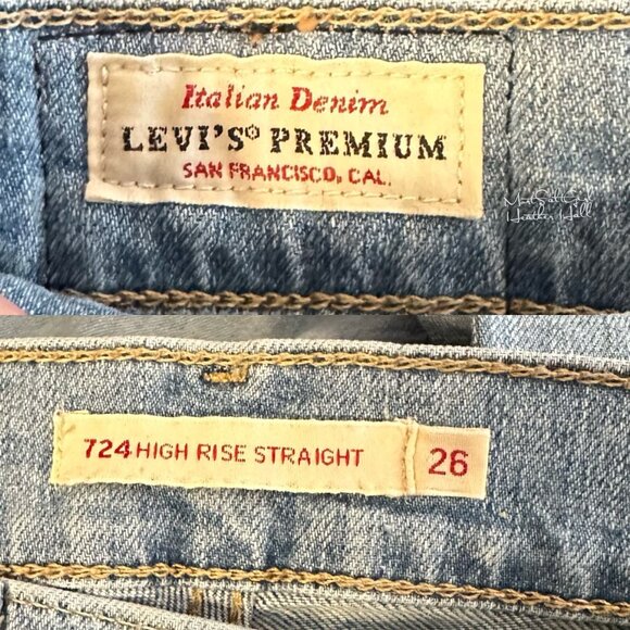 Levi's 724 Premium Denim Straight Leg Ankle Cropped Jeans Size 26 Petite - Picture 5 of 7